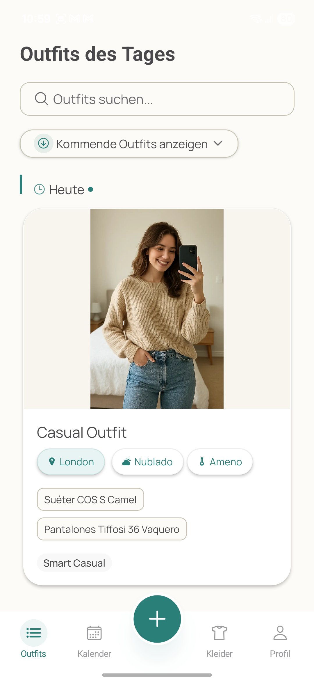 Outfint App Home Screen