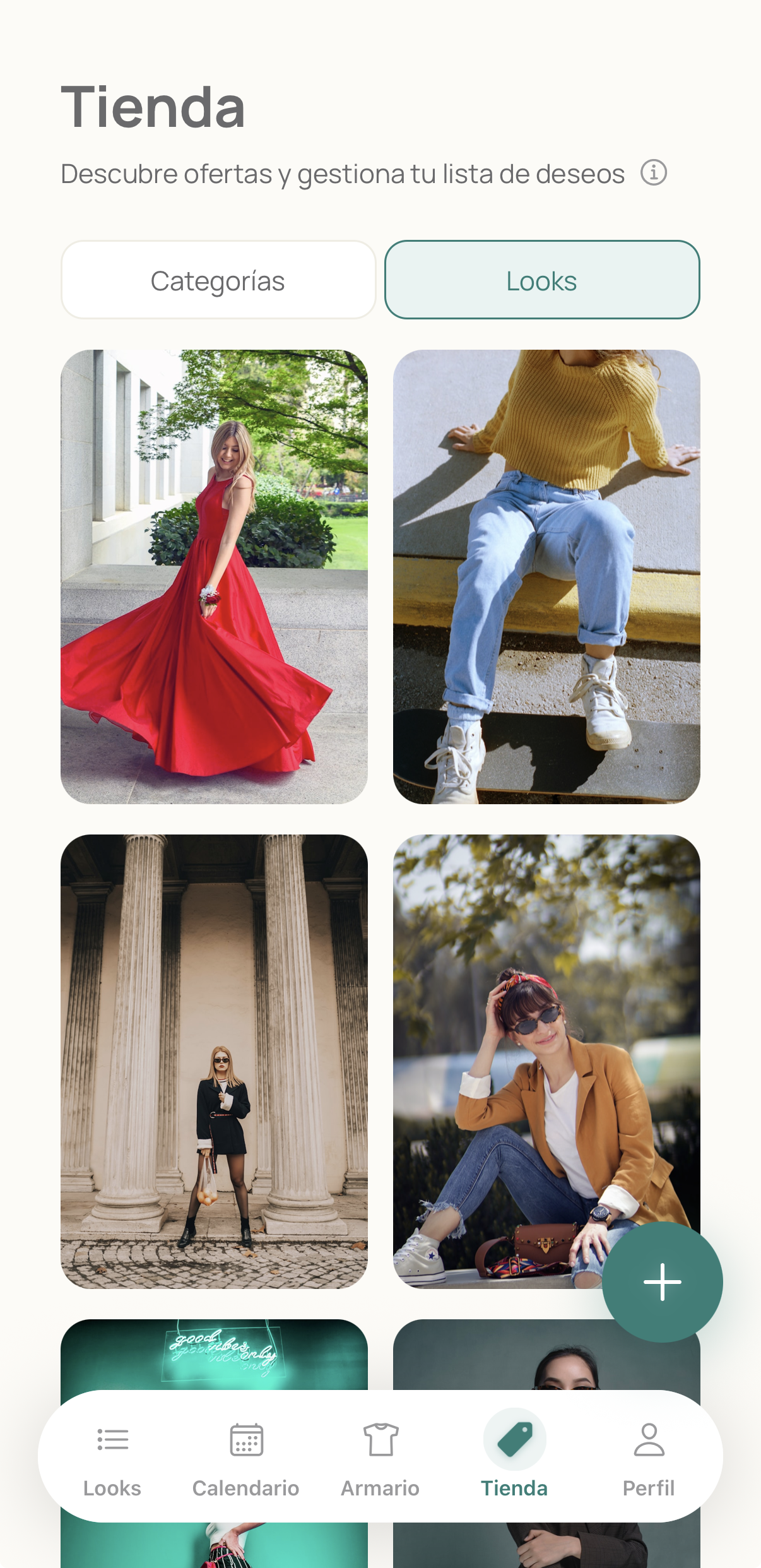 Shop screen showing deals that match your wardrobe