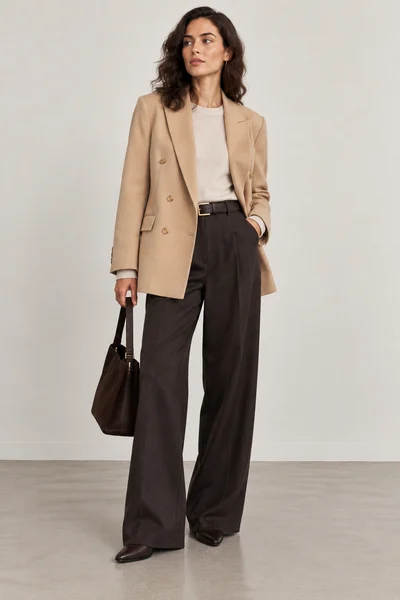 Refined Neutrals: an outfit styled with the camel blazer